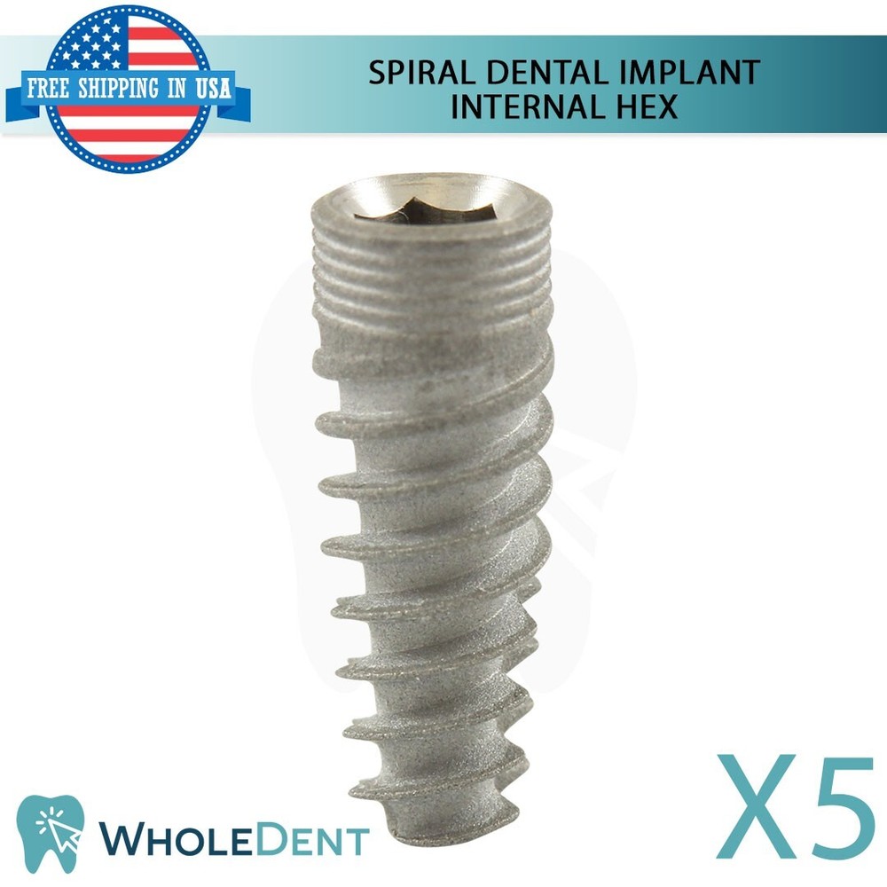 5x Dental Spiral Instrument Tool Int Hex 2.42mm Titanium Sterile Anodized