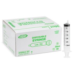 AHS 30ml (30cc) Luer Slip Eccentric Syringe, 300/Case