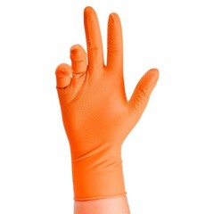 GLOVEWORKS HD Orange Nitrile Disposable Gloves Mil Raised Diamond Texture
