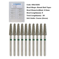Dental Diamond Burs FG Round End Taper 856 850 Super Coarse Fine High Speed Burr