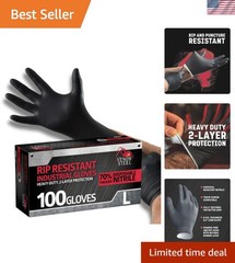 Industrial Nitrile Gloves, Chemical Resistant Disposable Black Gloves, Latex-…