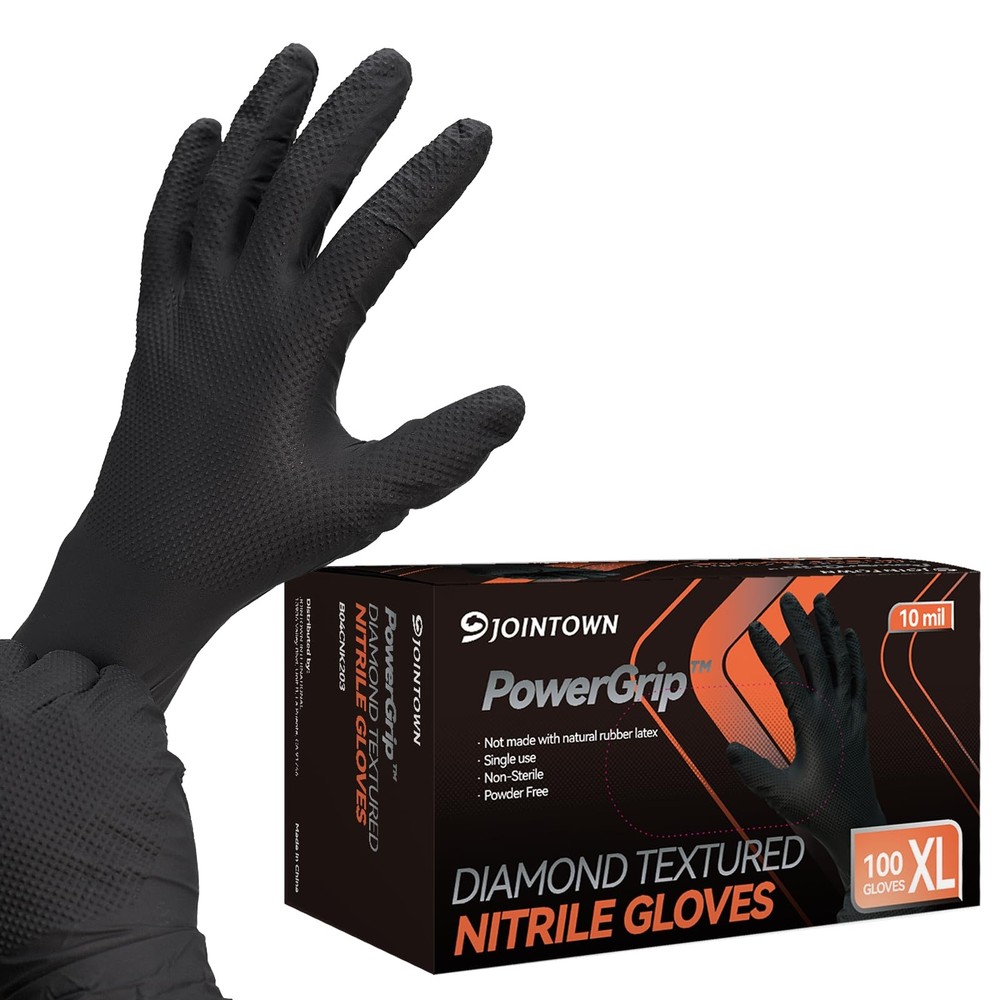 Jointown Upgraded 10 Mil Heavy Duty Nitrile Gloves Mechanic Gloves Nitrile