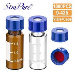 1000PCS 2ml Amber/Clear Sample Vials+Caps Screw Thread Top HPLC GC Glass Bottle