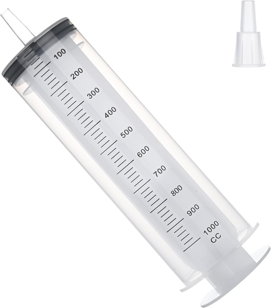 1000Ml Syringe for Liquid, Large Plastic Syringe with Tip Adapter, Individual…