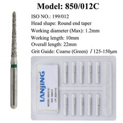 Dental Diamond Bur 850/012C Coarse FG Burs Round End Taper High Speed Burr 10/PK