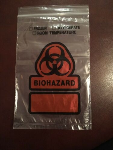 Biohazard Zip Specimen Reclosable Bags, 1 pack of 100-Pack 6″ x 9″