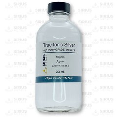 True Free Silver Ions (Ag++): 10 ppm, 99.99+% Purity – 250 mL in Glass