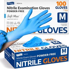 Supmedic Medical Soft Max Nitrile Exam Gloves 100 Count Latex-Free