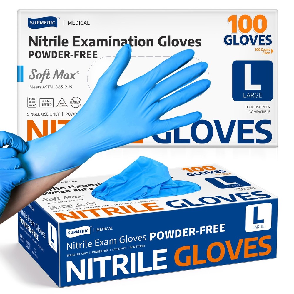 Supmedic Nitrile Exam Gloves Medical Latex Powder Free Food Safe Disposable 1…