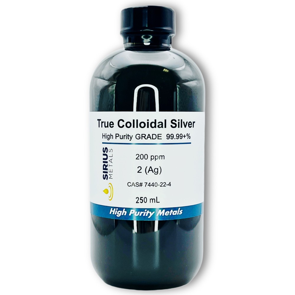 True Colloidal Silver NanoParticles (AgNPs): 200 ppm – 250 mL in Plastic