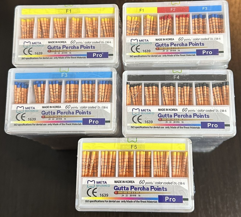 Meta Biomed Dental Gutta Percha F1, F2, F3, F4, F5 Length Marked Box 60/Pk
