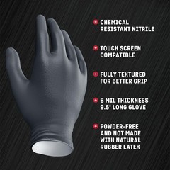 Industrial Nitrile Gloves, Chemical Resistant Disposable Black Gloves, Latex-…