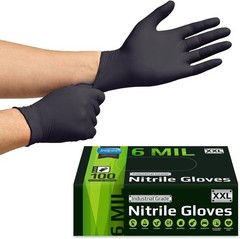 Heavy Duty 6 Mil Black Nitrile Gloves | 100 Count – Chemical Resistant