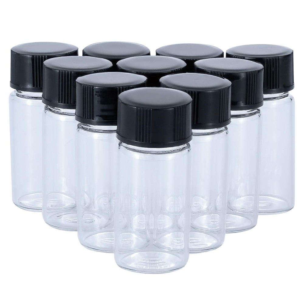 Newzoll 5mL1/6 oz Mini Clear Glass Vials with Plastic Screw Caps for Travel J…