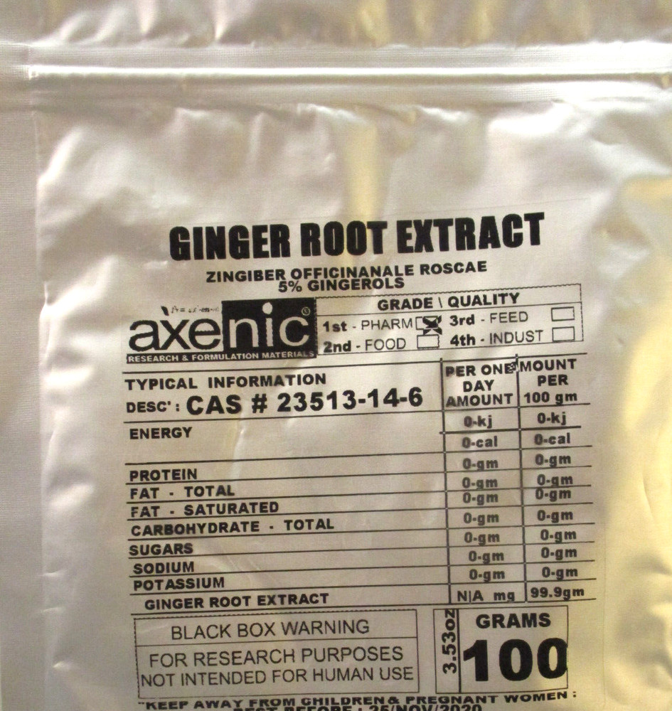 100 Grams Ginger Root Extract Powder, 5% Gingerols CAS# 151-21-3
