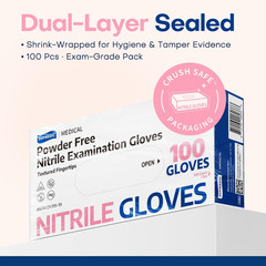 Supmedic Medical Nitrile Exam Gloves, 3.5 Mil Powder-Free Food-Safe Disposable G