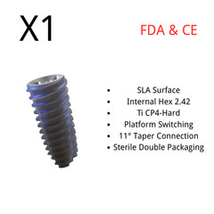 1pcs Cybermed Spiral Internal Hex Self Drilling Fixture for Dental Int Hex RP SP