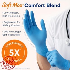 Supmedic Nitrile Gloves Blue Large, 100 Count