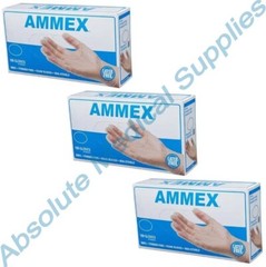 *300-Piece* Ammex Professional Vinyl Exam Medical Gloves Clear Medium VPF64100