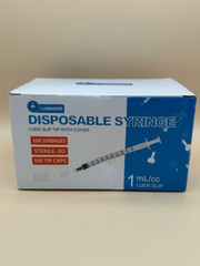 Labaider 100 Count Disposable Syringes 1mL Lure Slip tip With Cover Sterile: EO