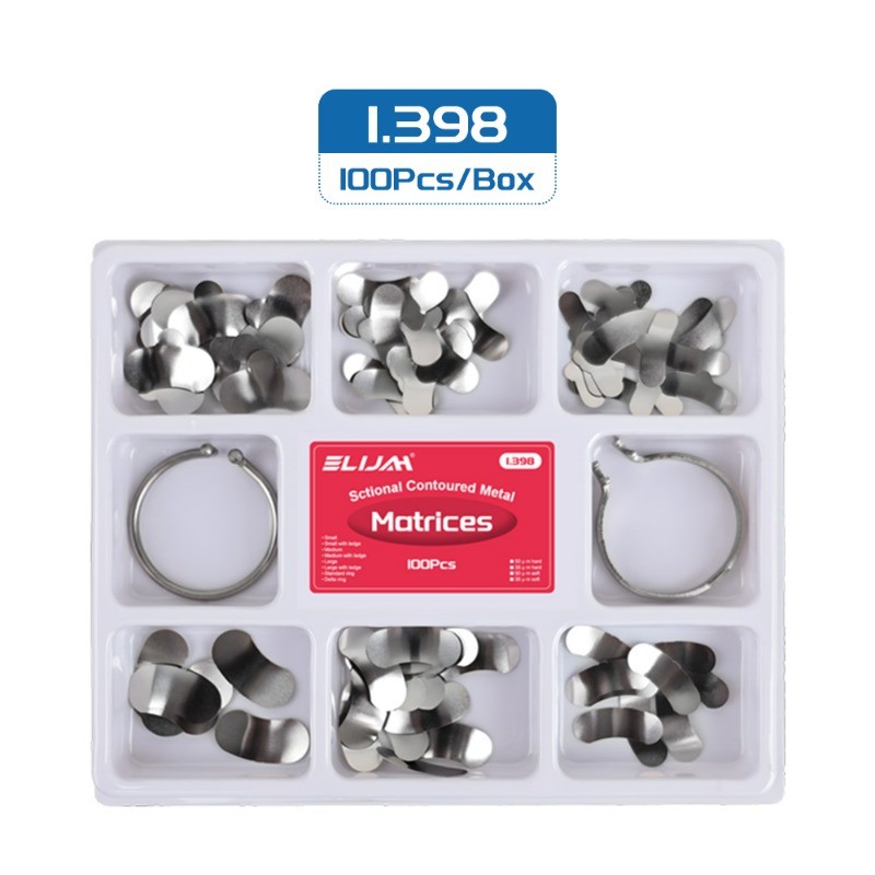 36pcs Dental Sectional Contoured Matrices No.1.330, 35μm Hard, with Spring Clip