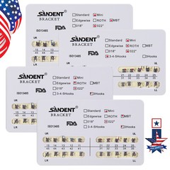 SANDENT Dental Ortho Metal Brackets Mini Roth/MBT022 Hooks 3/3-4-5 /4 Sizes SA