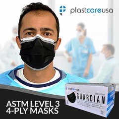 50 4-Ply ASTM Level 3 Black White Stripe Surgical Medical Masks by PlastCare USA