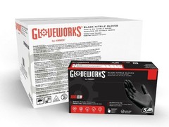 GLOVEWORKS [Large] Industrial Black Disposable Nitrile Gloves 5 Mil Latex-Free