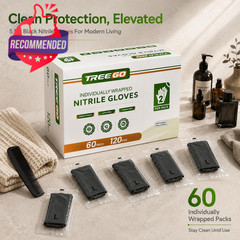 Individually Wrapped Black Nitrile Gloves X-large, 510(k)-cleared 5 Mil