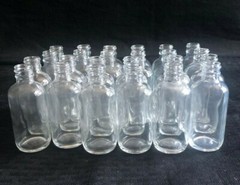 Lot of 24 Unbranded 2oz. Clear Boston Round Glass Bottle (No Cap), GLA-00809