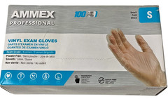 AMMEX: 100 Professional Vinyl Exam Gloves, Latex & Powder Free, Size Small