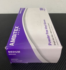 Ambitex Powder-Free, Latex-Free Vinyl Disposable Gloves, Medium – Box Of 100!