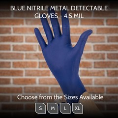 Industrial Disposable Nitrile Metal Detectable Gloves Finger Textured Space Blue