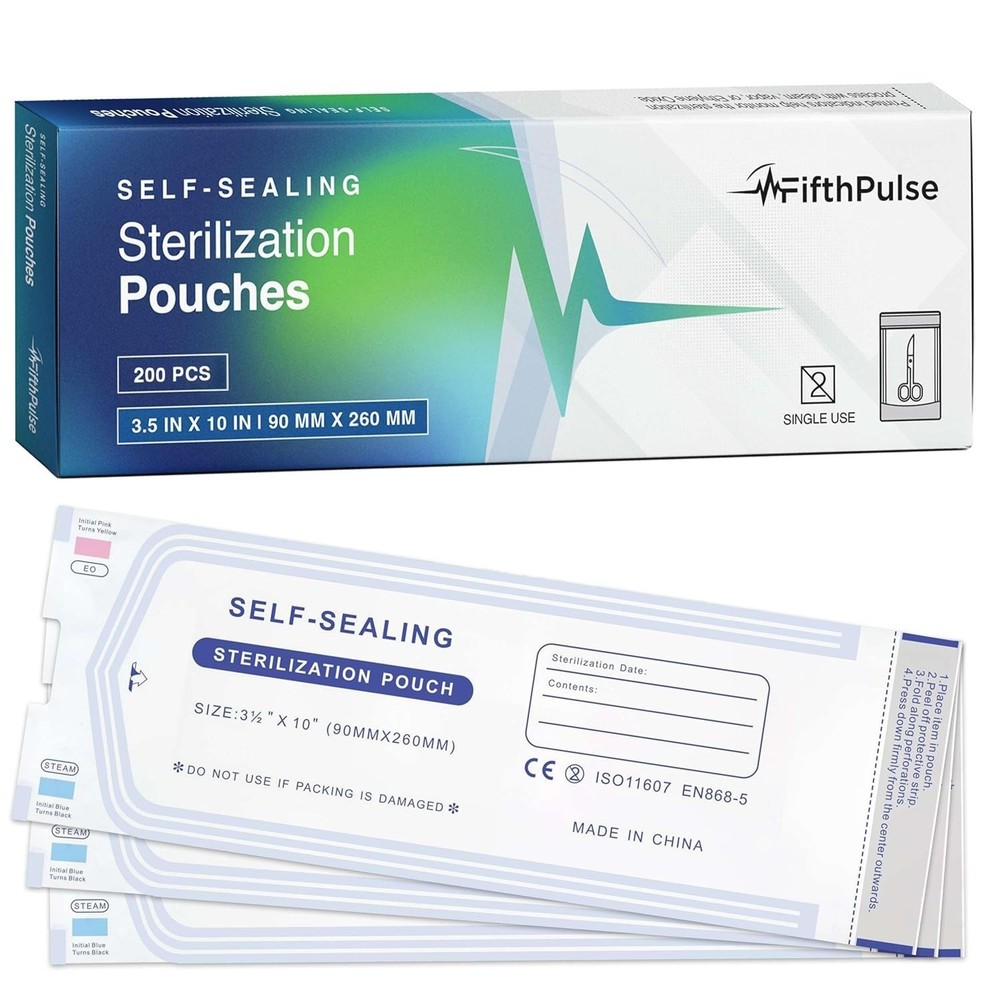 FifthPulse Self-Sealing Sterilization Pouches 3.5×10 Color Indicator – 200Pk