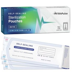 FifthPulse Self-Sealing Sterilization Pouches 3.5×10 Color Indicator – 200Pk