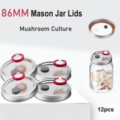 12x Wide Mouth Mushroom Liquid Culture Lid,Split-Type Mason Jar Lid with 0.22Um
