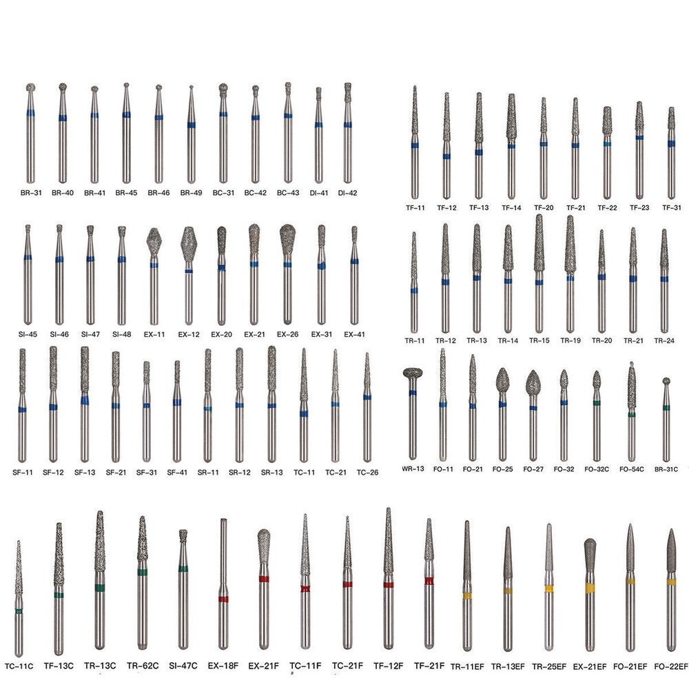 97Types Dental Diamond Burs FG 1.6mm for High Speed Handpiece 5pcs/pack DL