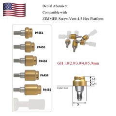US Dental Locator Overdenture Abutment for Zimmer Screw-Vent 4.5mm 1.0-5.0mm GH