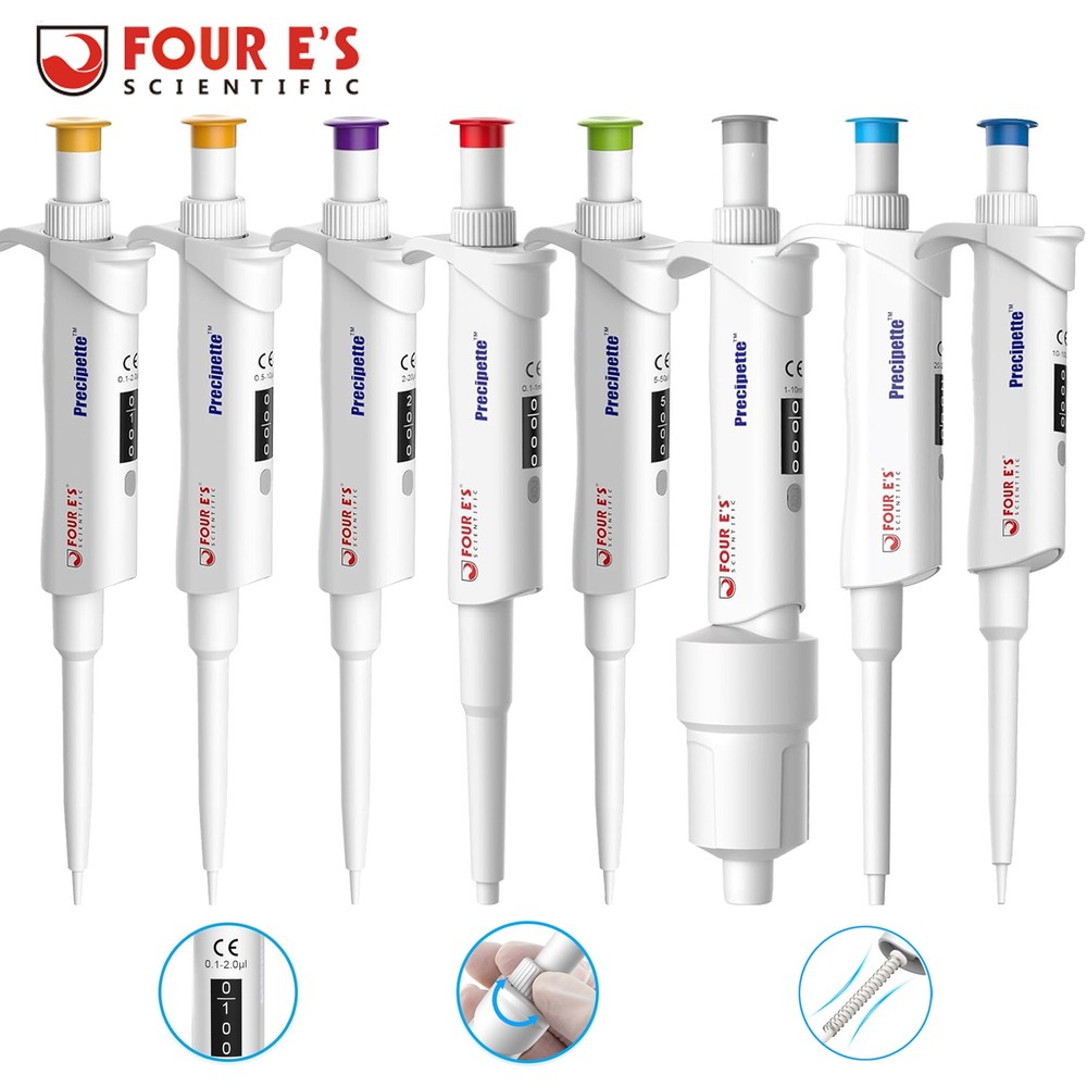 8pc 0.1μl-10ml Micropipette Adjustable Volume Manual Single Channel Pipettor Set