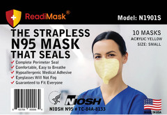 USA ReadiMask N95 Small Strapless Sealing Respirator 10 Pack NOISH Approved N95