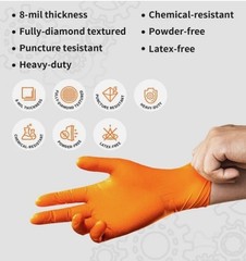SureCare® MEDIUM 8 Mil Diamond Textured Orange Nitrile Sure-Tac Gloves (500)