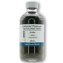 True Colloidal Platinum NanoParticles (PtNPs): 25 ppm – 250 mL in Glass