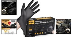 First Glove Black Industrial Disposable Nitrile Gloves 6 Mil Latex & Powder Free