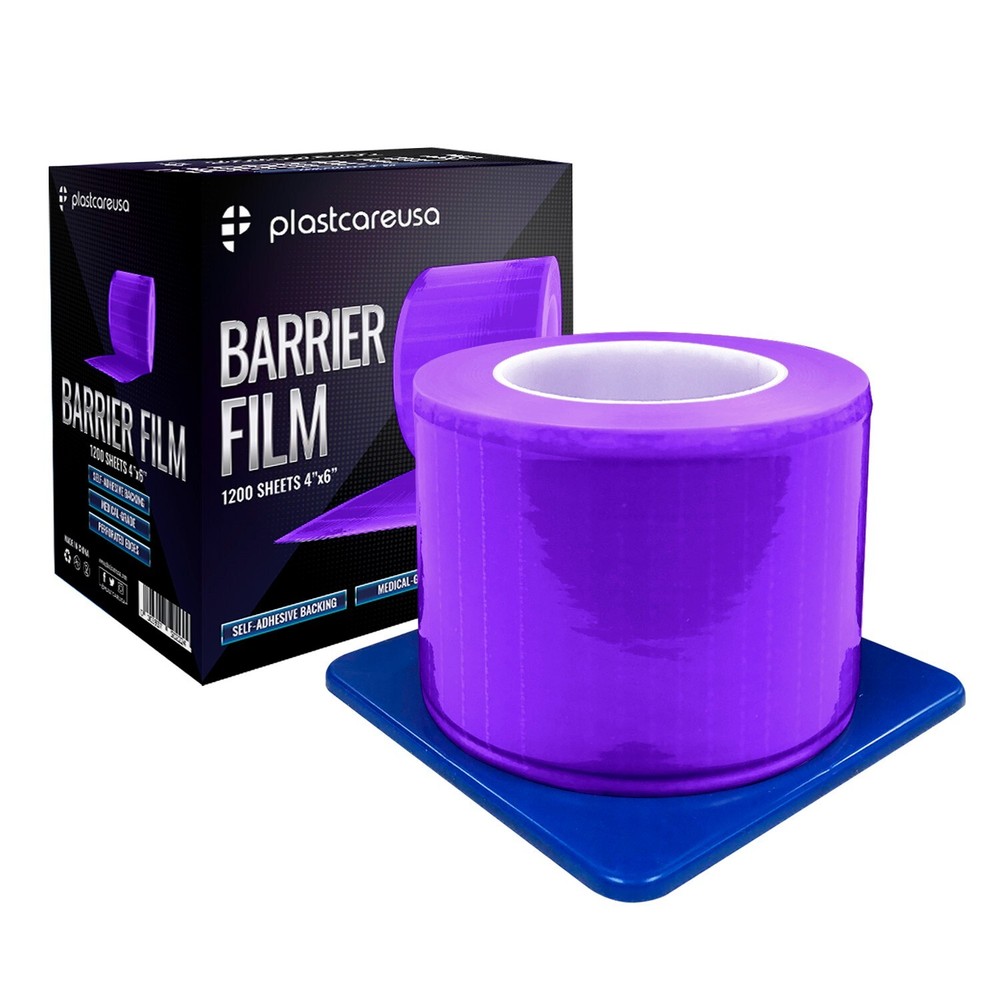Purple Barrier Film, Plastic Sheeting Dental Tattoo Adhesive 1200 4″ x 6″ Sheets