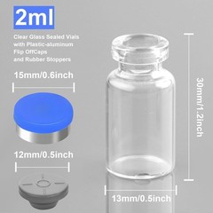 Glass Vials 2ml 10 Pack Sealed Reusable Sterile Laboratory Vials