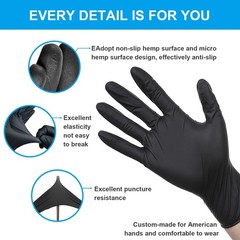 FINITEX Black Nitrile Disposable Medical Exam Gloves – 100/1000 PCS 6.3mil Po…