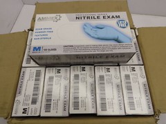 Ammex APFN46100 Exam Blue Nitrile Gloves Sz Medium (Case of 1000)10 boxes of 100
