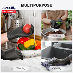 Black Vinyl Gloves Food Grade Gloves Disposable Latex Free & Powder Free Guantes