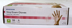 100 McKesson 14-116 Vinyl Exam Gloves Standard Cuff Length Medium