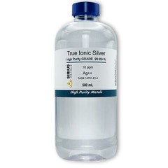 True Free Silver Ions (Ag++): 10 ppm, 99.99+% Purity – 500 mL in Plastic
